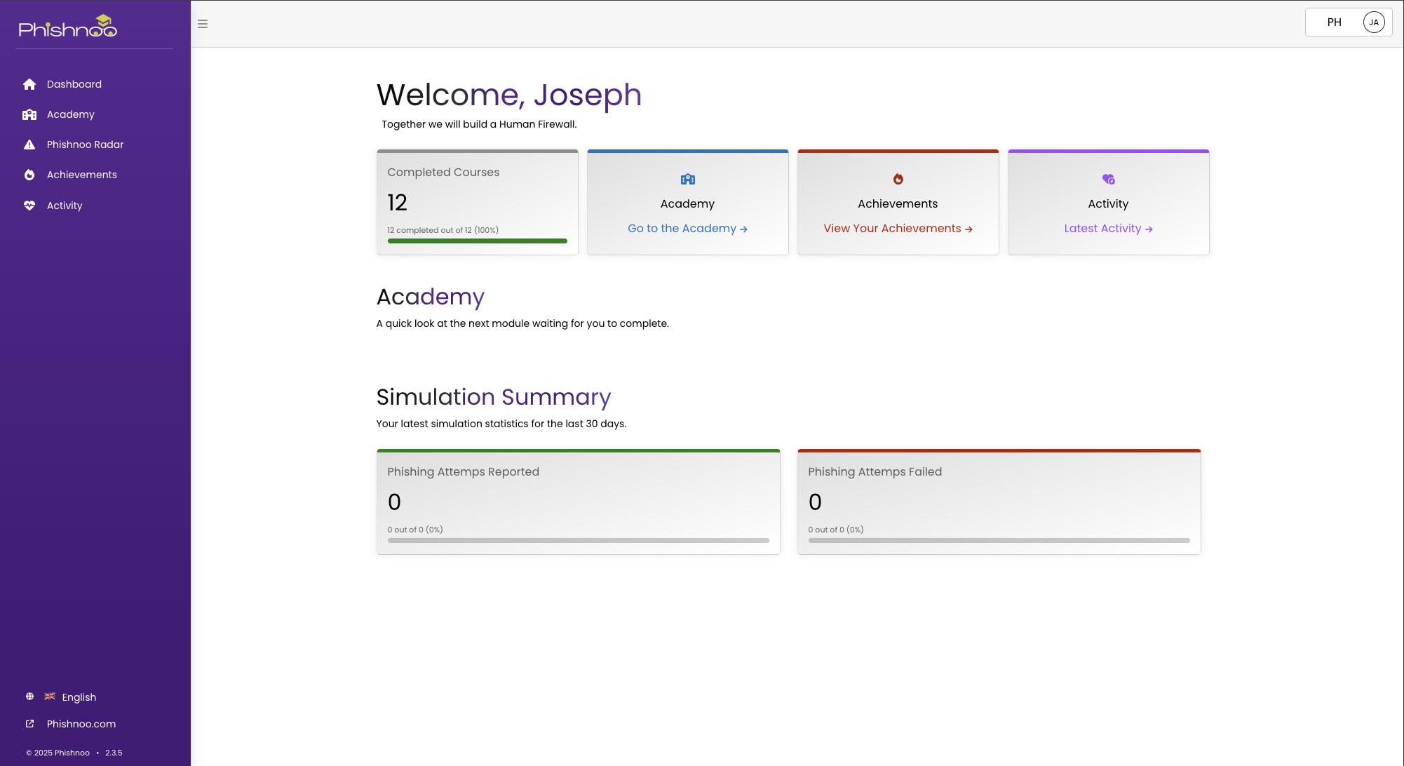 Academy Dashboard